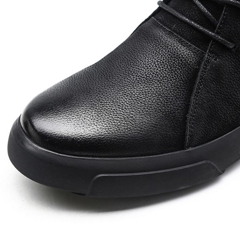 Botines De Cuero Casuales Con Punta De Zapato De Cambio Gradual Con Estilo Retro Para Hombre