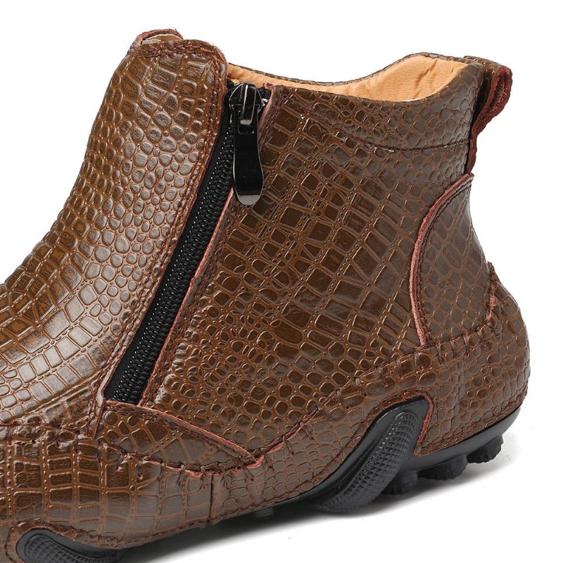 Botines De Cuero Con Cremallera Lateral Antideslizantes Para Hombre