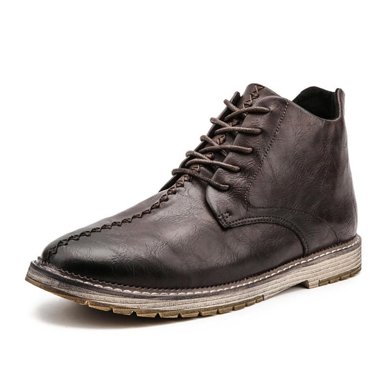 Botines De Estilo Retro De Costura Para Hombres De Gran Tamaño