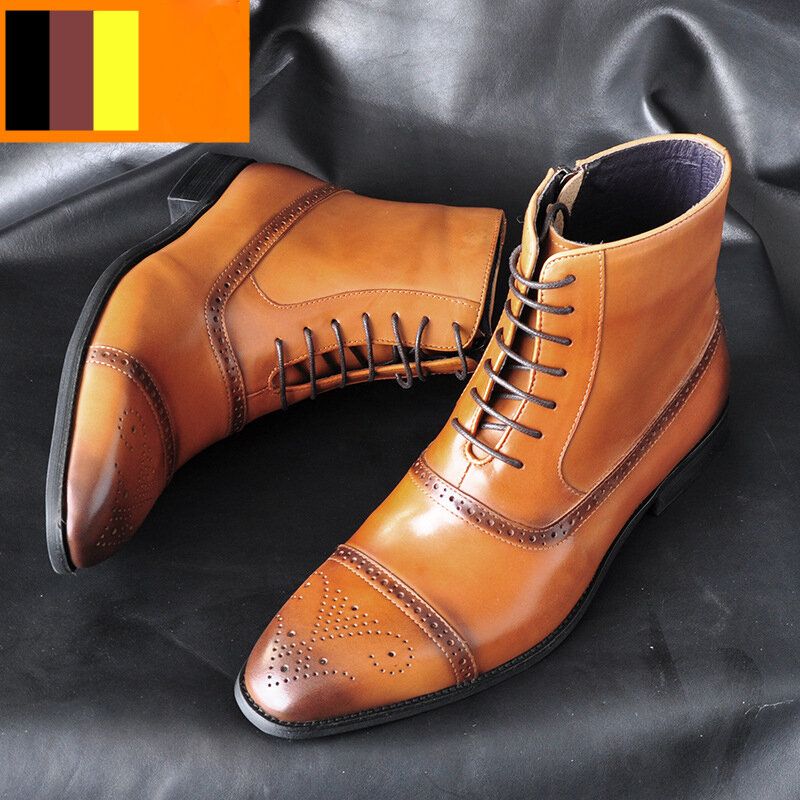 Botines Formales Estilo Brogue Casuales Resistentes A Los Resbalones Tallados Para Hombre