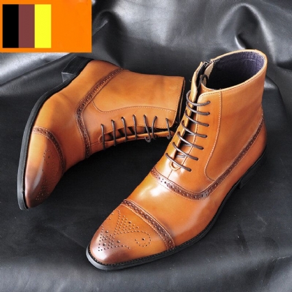 Botines Formales Estilo Brogue Casuales Resistentes A Los Resbalones Tallados Para Hombre