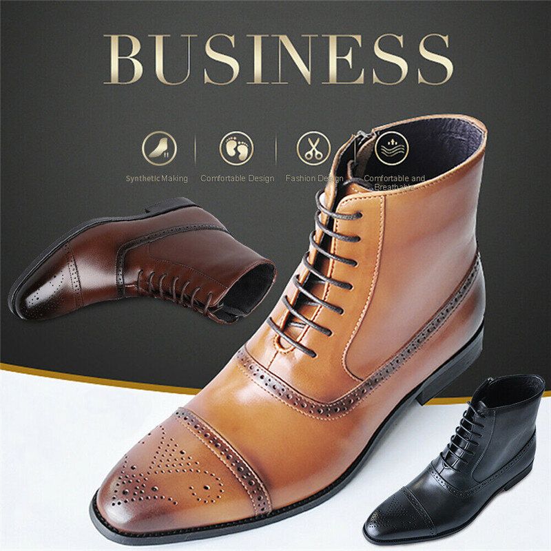 Botines Formales Estilo Brogue Casuales Resistentes A Los Resbalones Tallados Para Hombre