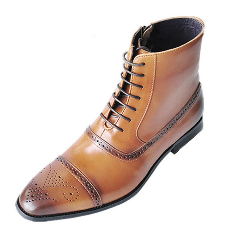 Botines Formales Estilo Brogue Casuales Resistentes A Los Resbalones Tallados Para Hombre