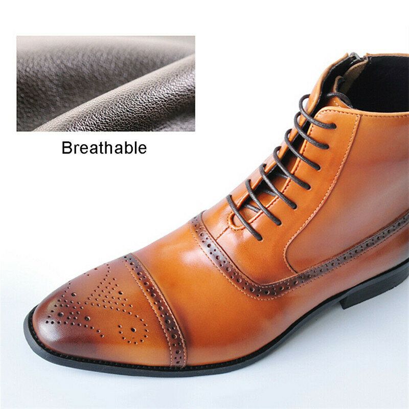 Botines Formales Estilo Brogue Casuales Resistentes A Los Resbalones Tallados Para Hombre