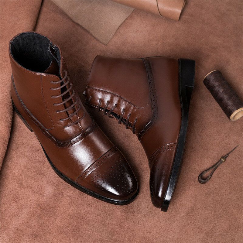 Botines Formales Estilo Brogue Casuales Resistentes A Los Resbalones Tallados Para Hombre