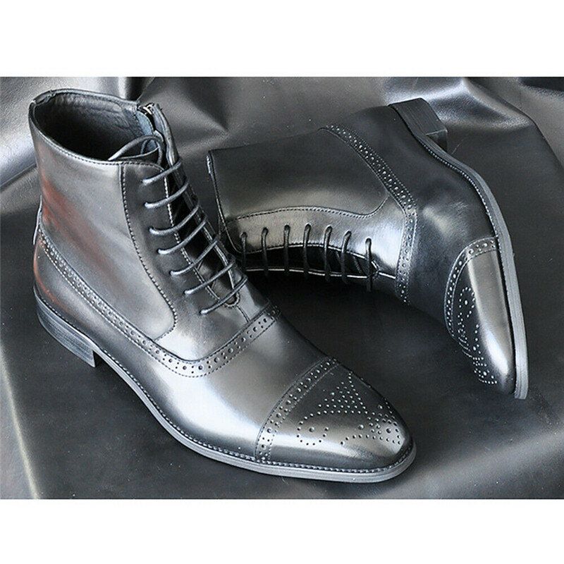 Botines Formales Estilo Brogue Casuales Resistentes A Los Resbalones Tallados Para Hombre