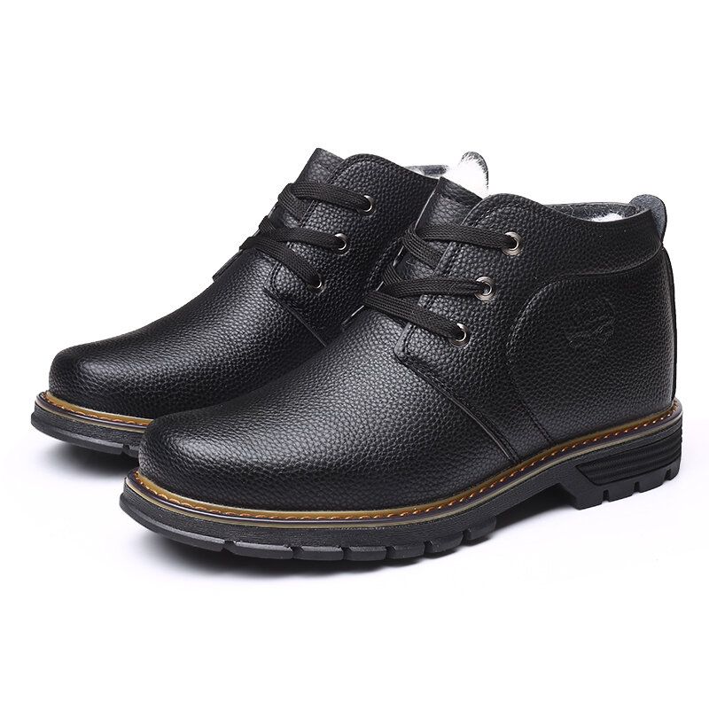 Botines De Invierno Cómodos De Cuero De Microfibra Cálidos Para Hombres