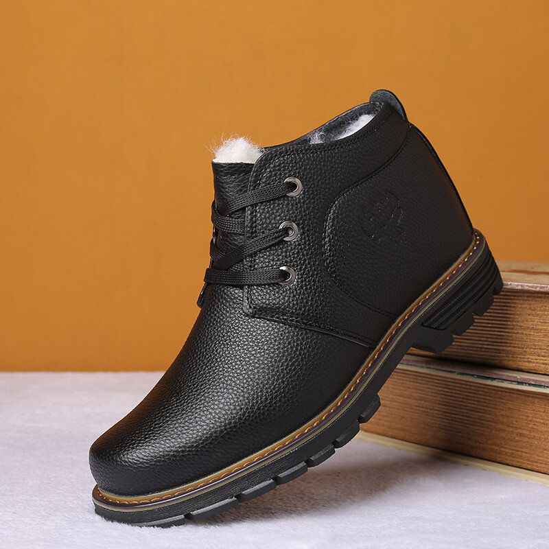 Botines De Invierno Cómodos De Cuero De Microfibra Cálidos Para Hombres