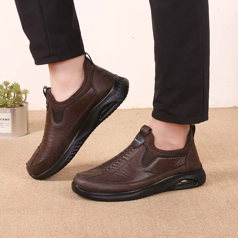 Botines De Invierno Con Forro Cálido Y Suave Acolchado Cómodo De Cuero De Microfibra Suave Para Hombre