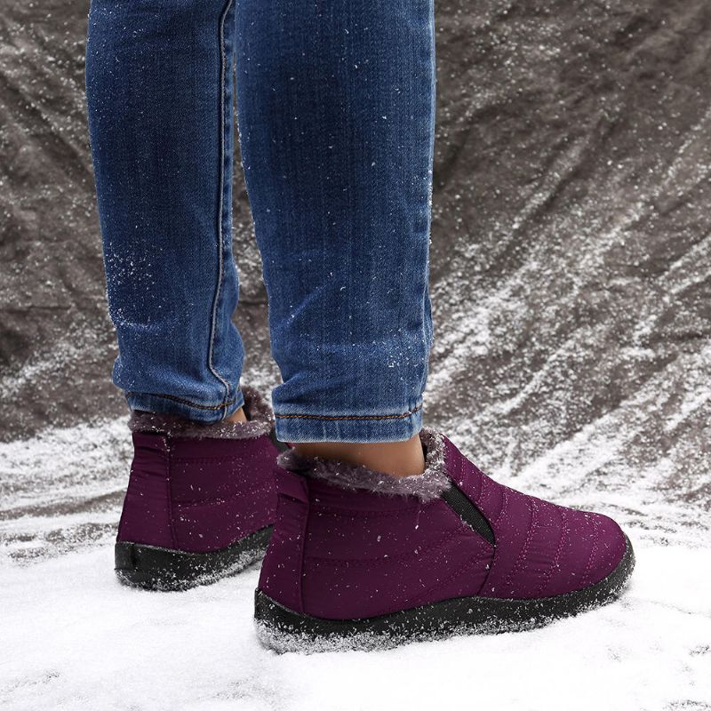 Botines De Invierno Con Forro De Piel Cálido Resistente Al Agua Para Mujer