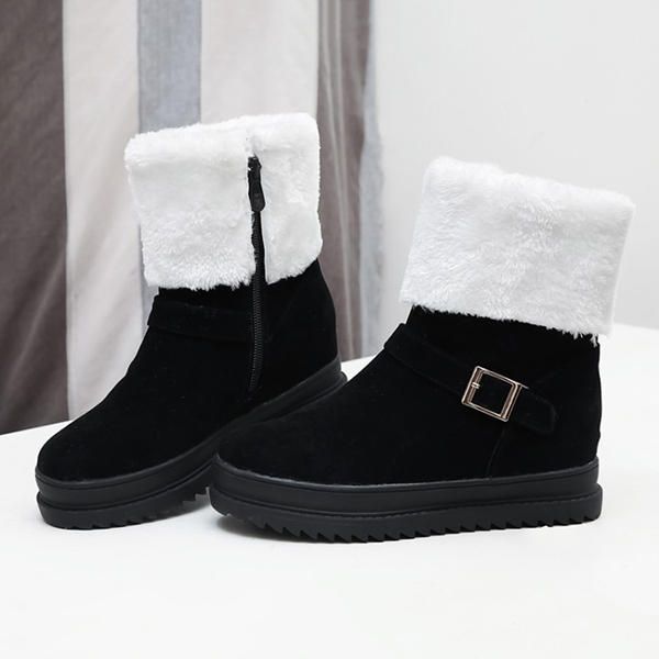 Botines De Invierno Para Mujer Forro De Piel Con Cremallera Mantén Las Botas De Nieve Calientes