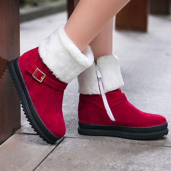 Botines De Invierno Para Mujer Forro De Piel Con Cremallera Mantén Las Botas De Nieve Calientes