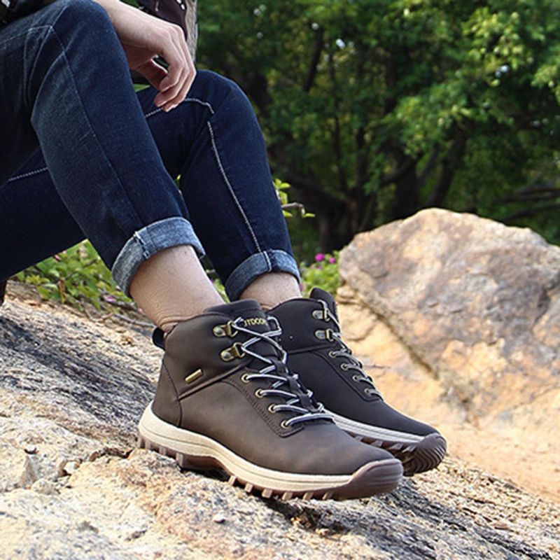 Botines De Senderismo Con Cordones Impermeables Al Aire Libre Para Hombres