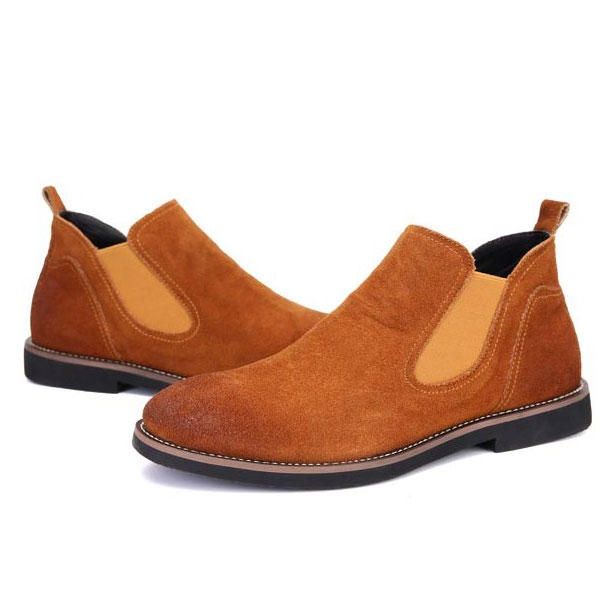 Botines Suaves Bnad Elásticos De Cuero De Gamuza Informal Para Hombre