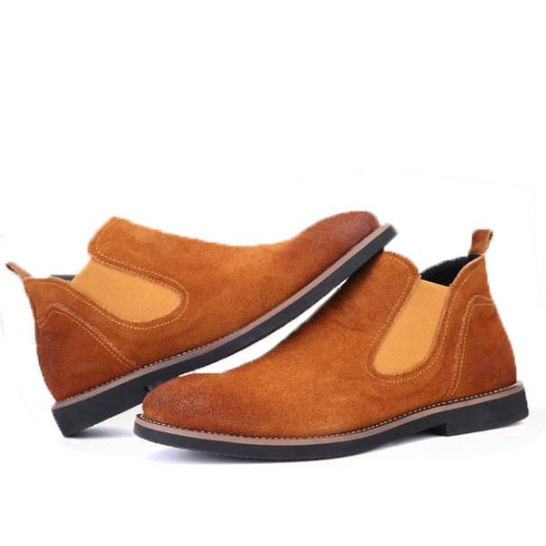 Botines Suaves Bnad Elásticos De Cuero De Gamuza Informal Para Hombre