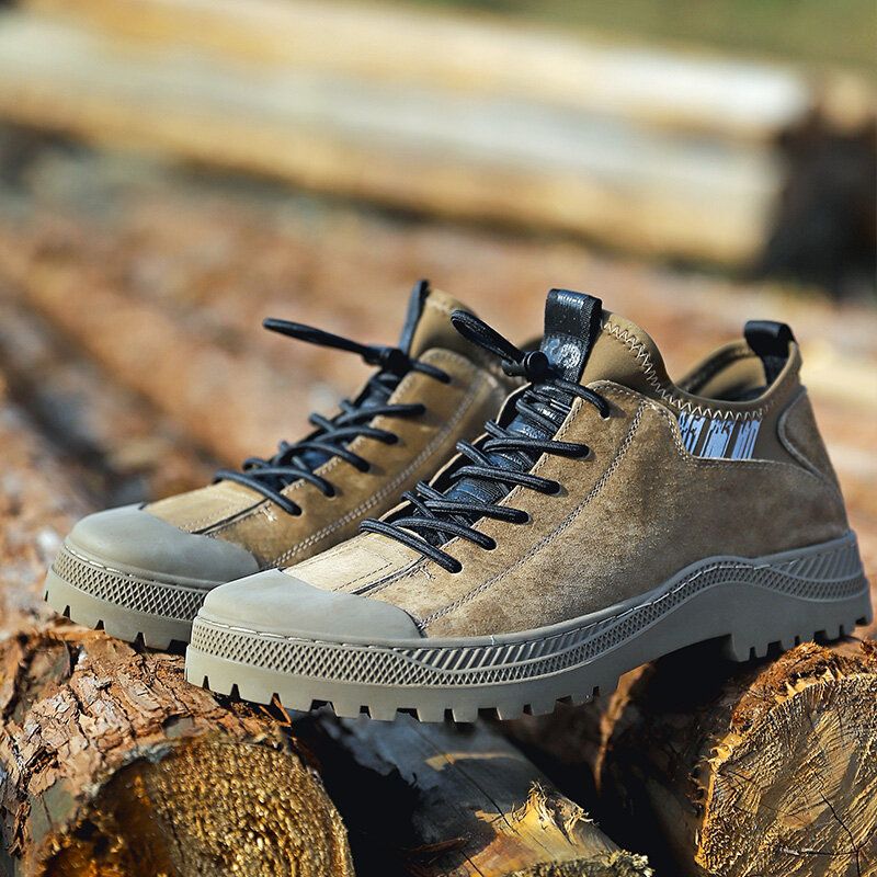 Botines De Trabajo Casuales Al Aire Libre Resistentes Al Deslizamiento Del Dedo Del Pie Anticolisión De Color Puro Para Hombres