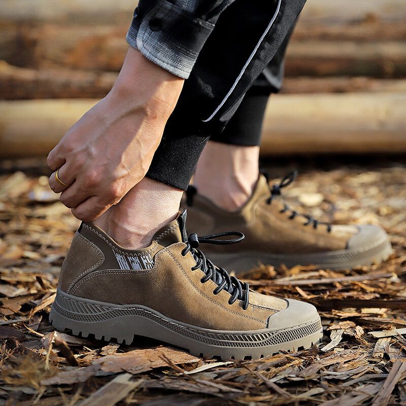 Botines De Trabajo Casuales Al Aire Libre Resistentes Al Deslizamiento Del Dedo Del Pie Anticolisión De Color Puro Para Hombres