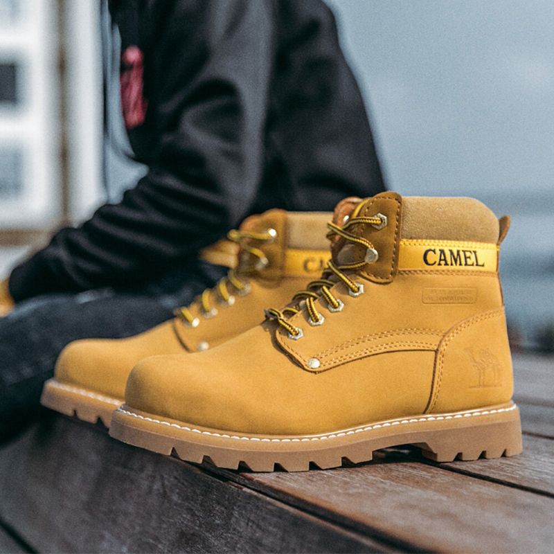 Camel Crown Botines De Trabajo Cómodos De Piel De Vaca Casaul Antideslizantes Para Hombre