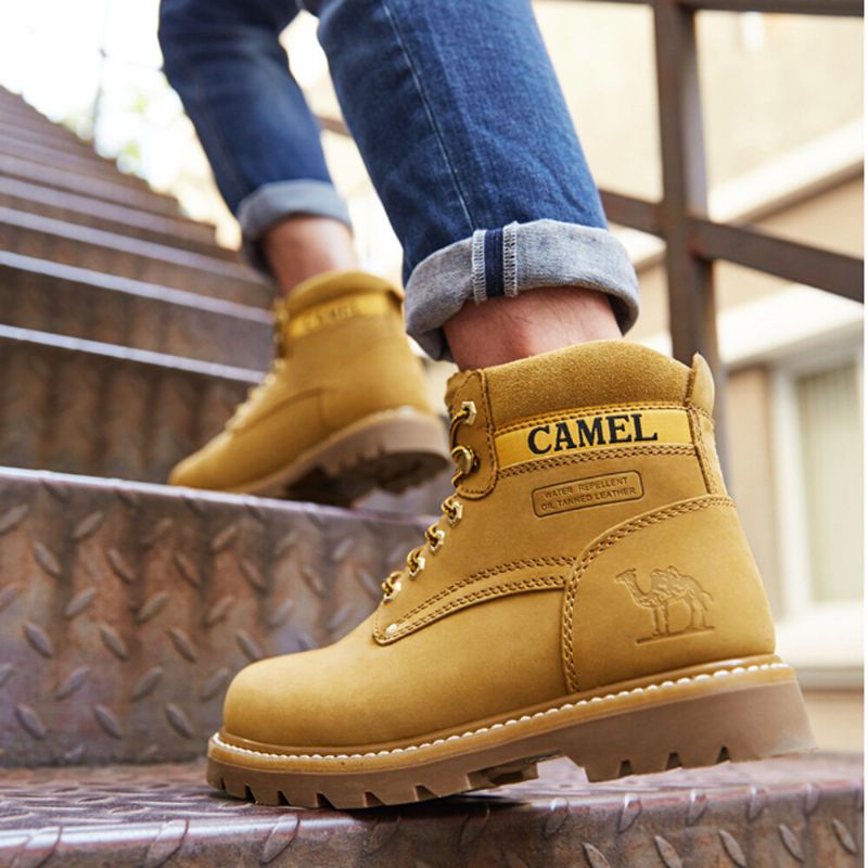 Camel Crown Botines De Trabajo Cómodos De Piel De Vaca Casaul Antideslizantes Para Hombre