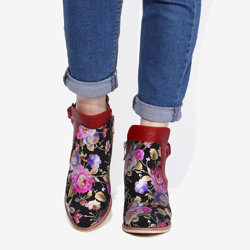 Combinación De Flores Florecidas Retro Con Letra De Estilo Moderno Elegantes Botas De Tacón Alto Únicas