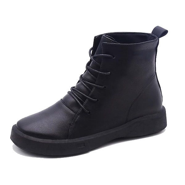 Forro De Piel De Invierno Keep Warm Botines De Cuero Con Cordones