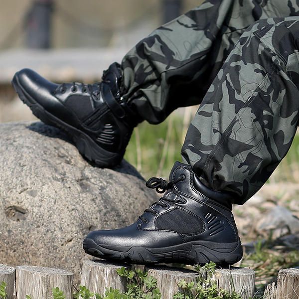 Hombres Suela Cómoda Resistente Al Desgaste Botas De Estilo Militar De Caña Alta Cálidas