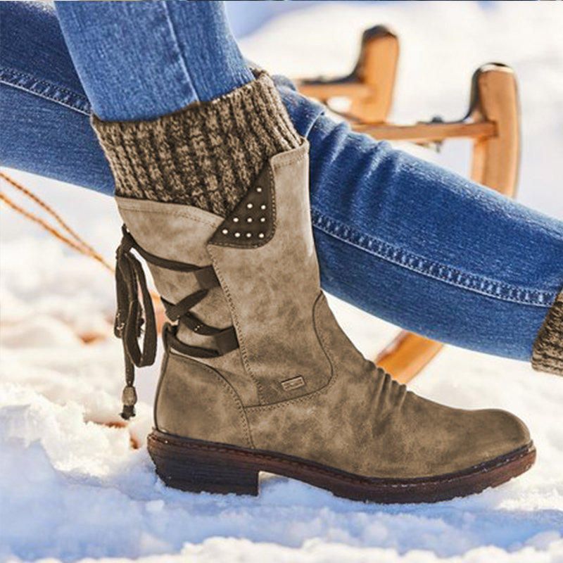 Mujer Tallas Grandes Costuras Cómodas Botas Informales A Media Pantorrilla Botas Para La Nieve