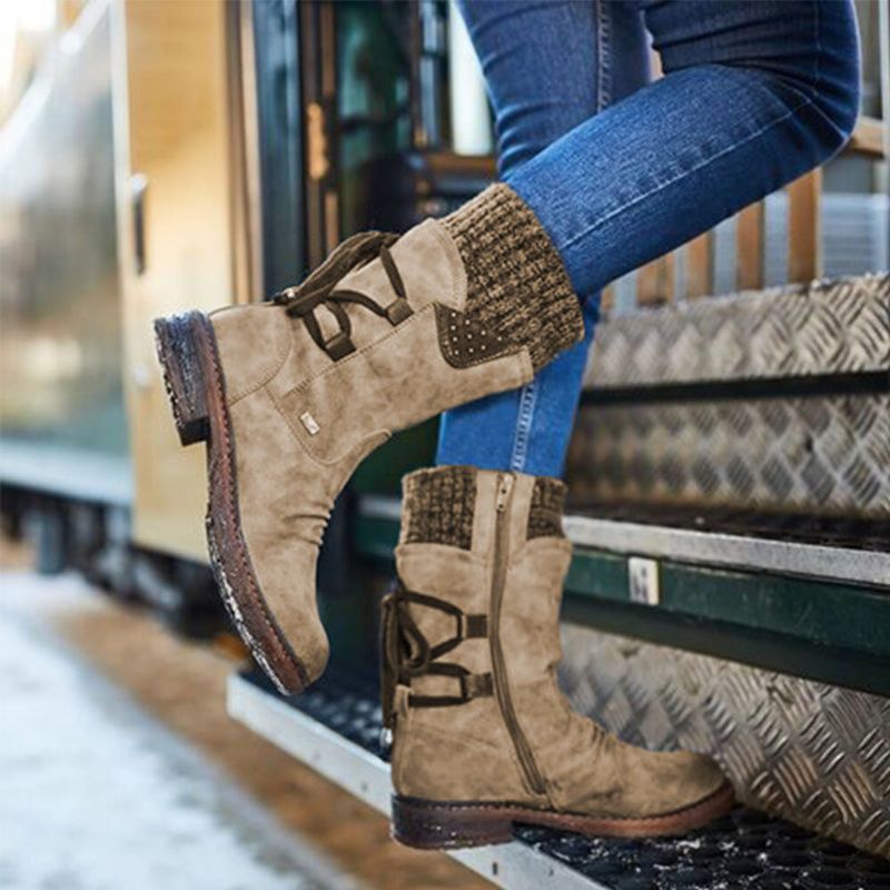 Mujer Tallas Grandes Costuras Cómodas Botas Informales A Media Pantorrilla Botas Para La Nieve