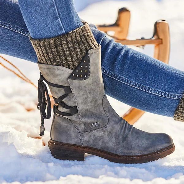 Mujer Tallas Grandes Costuras Cómodas Botas Informales A Media Pantorrilla Botas Para La Nieve