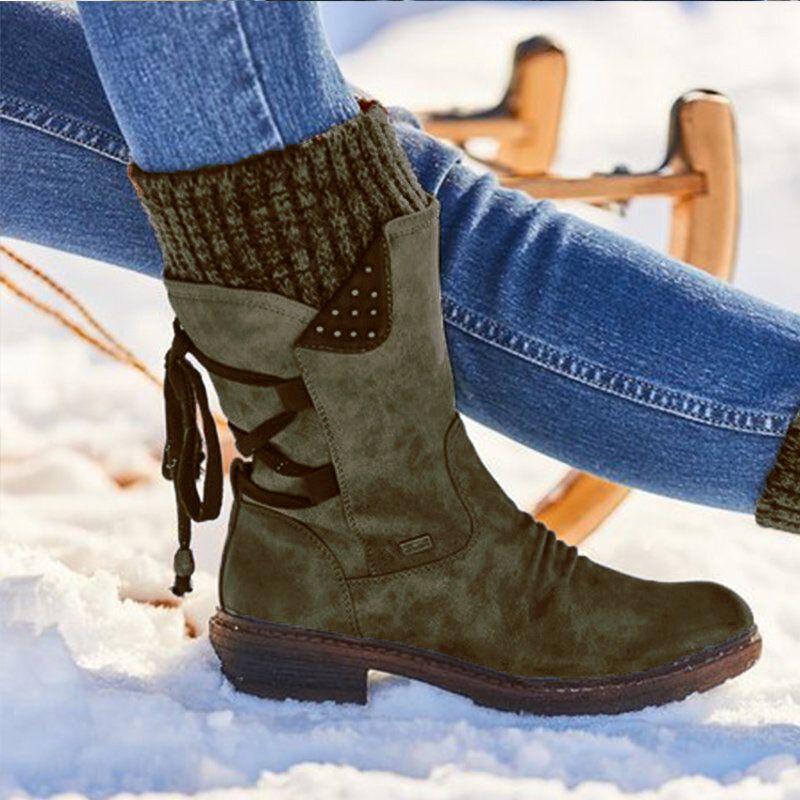 Mujer Tallas Grandes Costuras Cómodas Botas Informales A Media Pantorrilla Botas Para La Nieve