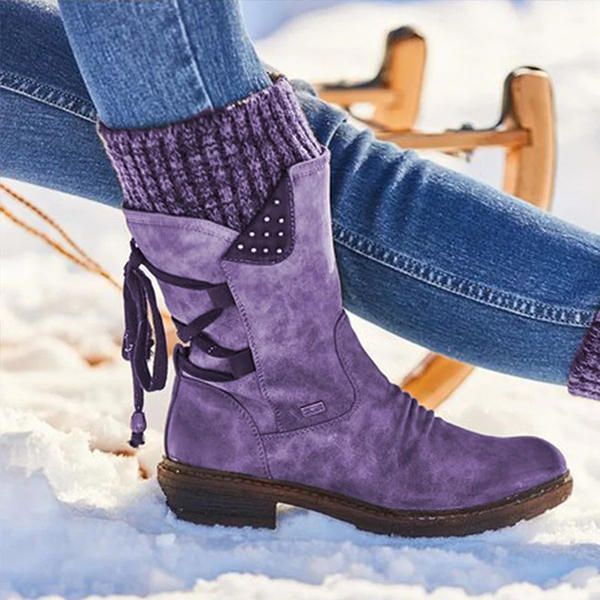 Mujer Tallas Grandes Costuras Cómodas Botas Informales A Media Pantorrilla Botas Para La Nieve