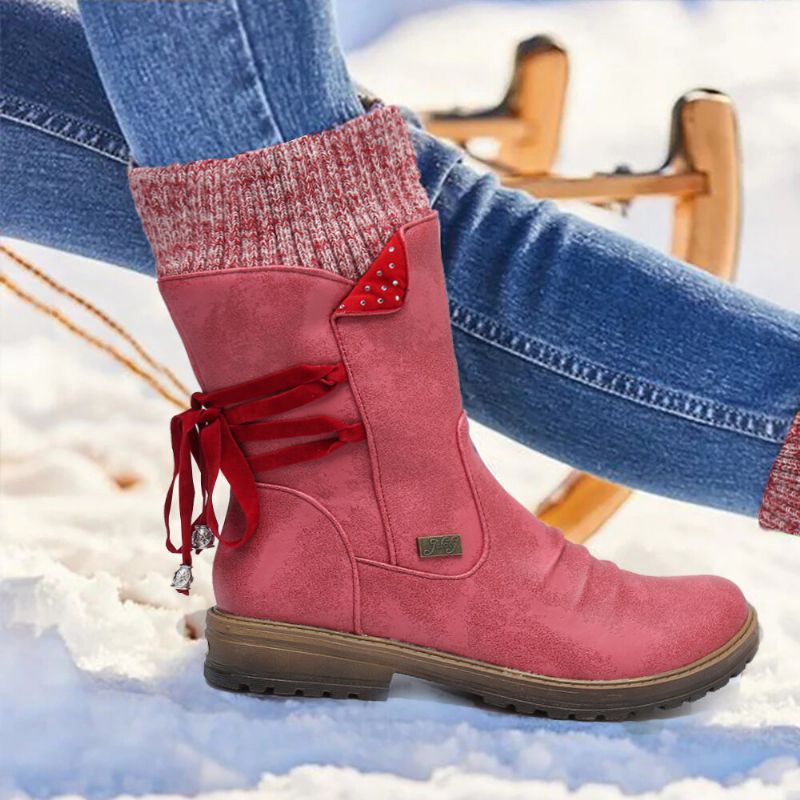 Mujer Tallas Grandes Costuras Cómodas Botas Informales A Media Pantorrilla Botas Para La Nieve