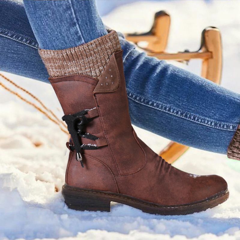 Mujer Tallas Grandes Costuras Cómodas Botas Informales A Media Pantorrilla Botas Para La Nieve