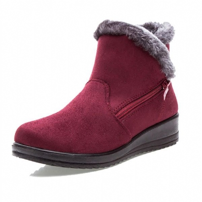 Nuevas Botas De Invierno De Gran Tamaño Para Mujer Botas De Nieve Cortas De Tobillo Con Punta Redonda