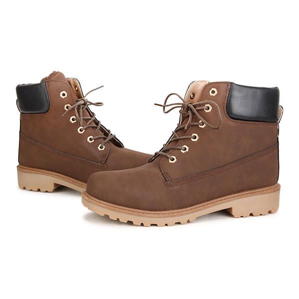 Nuevos Hombres Botines Cortos Thicking Keep Warm Felpa Moda Botas De Invierno Zapatos Planos Casuales