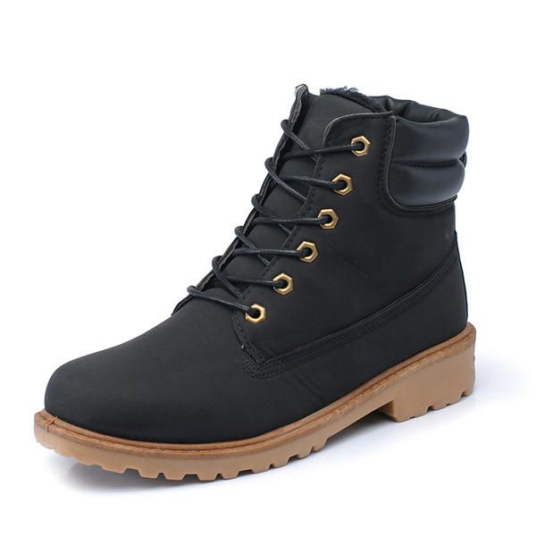 Nuevos Hombres Botines Cortos Thicking Keep Warm Felpa Moda Botas De Invierno Zapatos Planos Casuales