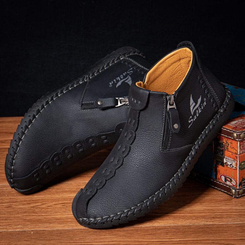 Salkin Men Hand Stithcing Side Zipper Suave Y Cómodo Slip On Botines