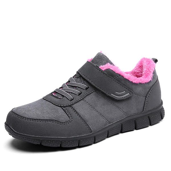 Zapatos De Algodón Forro De Piel Hook Loop Sport Flats Para Mujeres