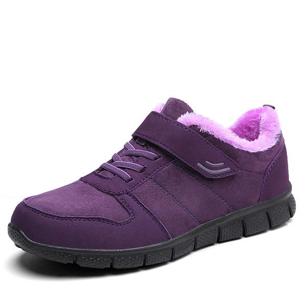 Zapatos De Algodón Forro De Piel Hook Loop Sport Flats Para Mujeres