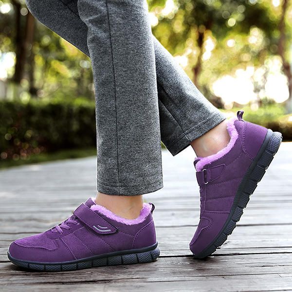 Zapatos De Algodón Forro De Piel Hook Loop Sport Flats Para Mujeres