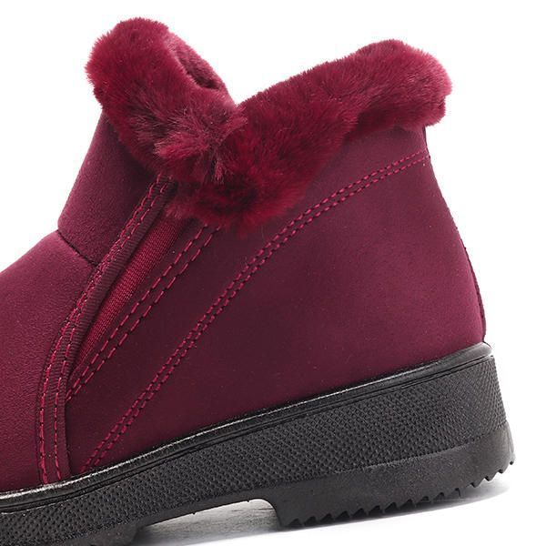 Zapatos De Algodón Para Mujer Botines Con Forro De Piel Sintética De Invierno Informal Sin Cordones