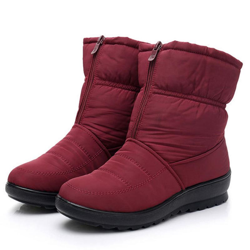 Zapatos De Invierno Para Mujer Botas De Nieve A Media Pierna Con Cremallera Impermeable