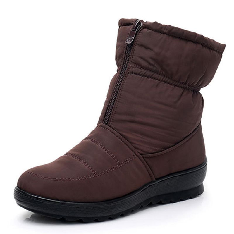 Zapatos De Invierno Para Mujer Botas De Nieve A Media Pierna Con Cremallera Impermeable