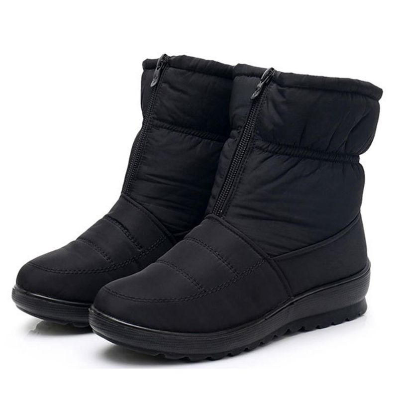 Zapatos De Invierno Para Mujer Botas De Nieve A Media Pierna Con Cremallera Impermeable