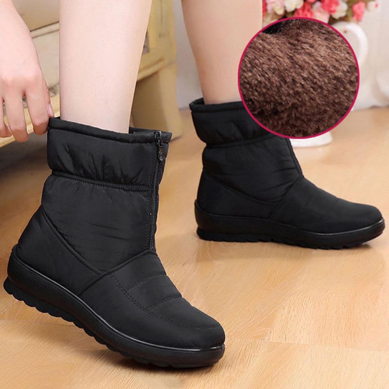 Zapatos De Invierno Para Mujer Botas De Nieve A Media Pierna Con Cremallera Impermeable