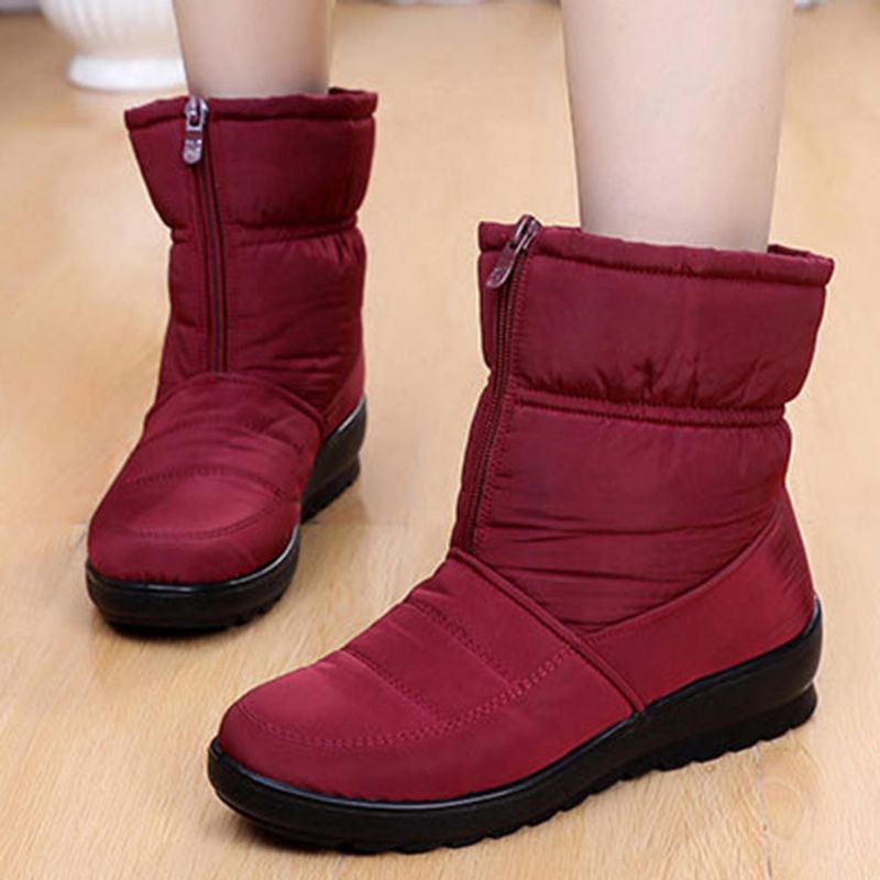 Zapatos De Invierno Para Mujer Botas De Nieve A Media Pierna Con Cremallera Impermeable