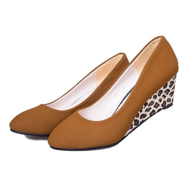 Mujeres Slip On Casual Pumps Leopard Wedge Heels Plataforma Zapatos De Ocio