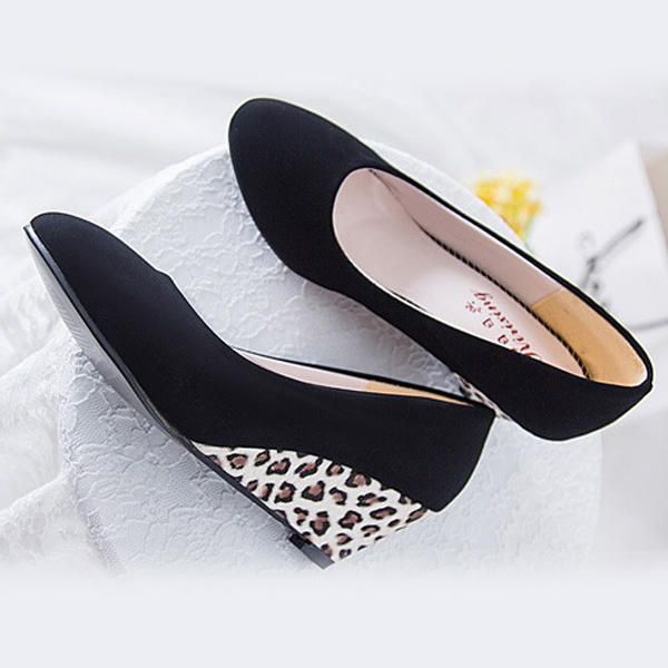 Mujeres Slip On Casual Pumps Leopard Wedge Heels Plataforma Zapatos De Ocio