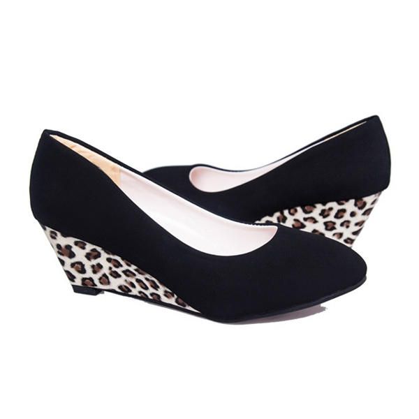 Mujeres Slip On Casual Pumps Leopard Wedge Heels Plataforma Zapatos De Ocio