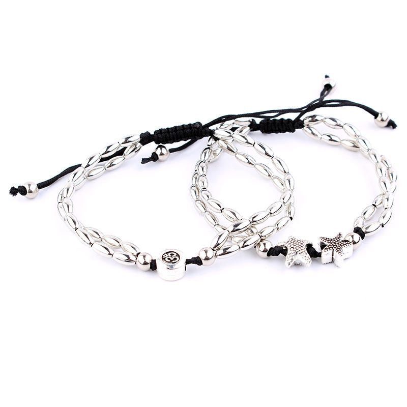 Tobillera De Plata Antigua Vintage Para Mujer Pulsera Con Cuentas De Runa Y Estrella De Mar Tobillo Joyería De Pie Boho